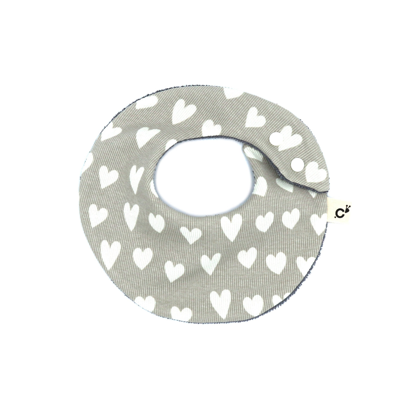 bavoir " greige corazones"