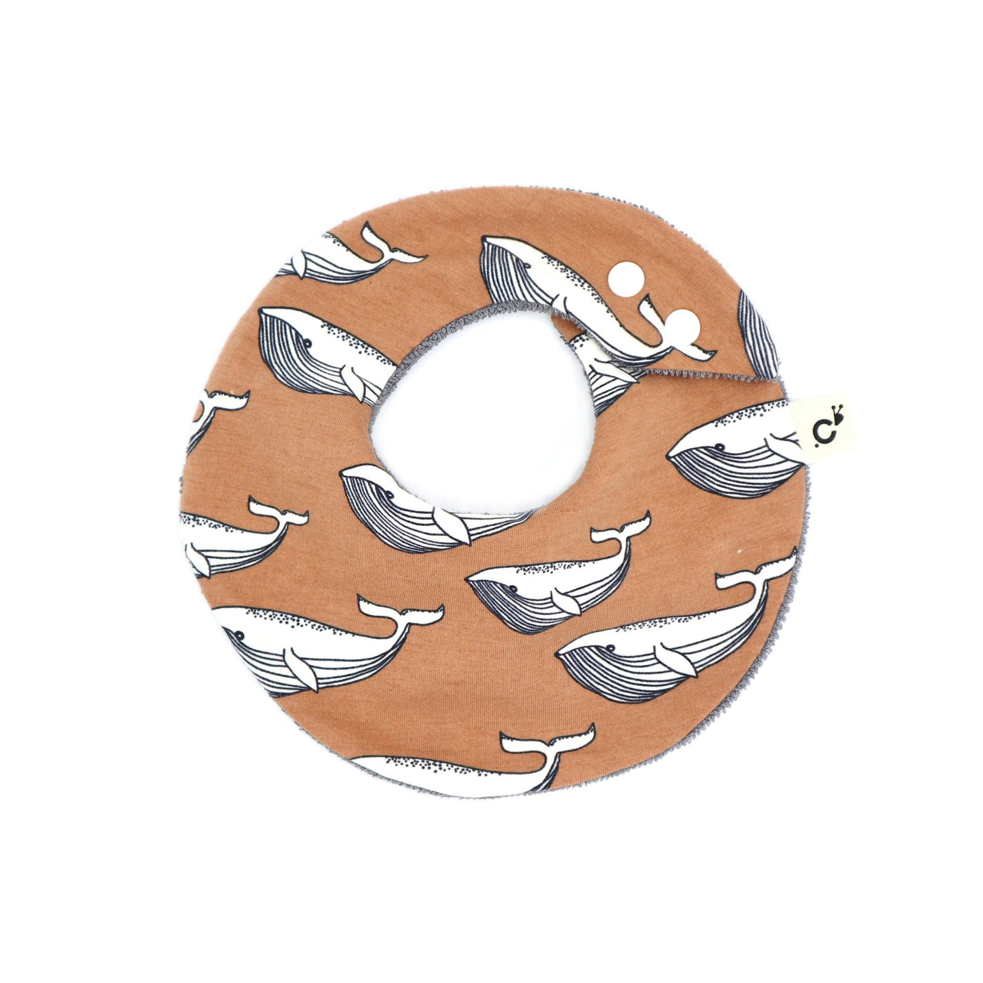 bavoir imprimé "douces baleines"